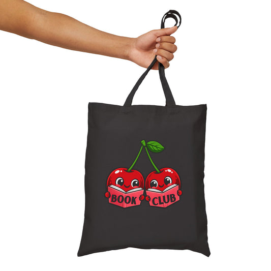 Cute Cherry Book Club Canvas Tote Bag