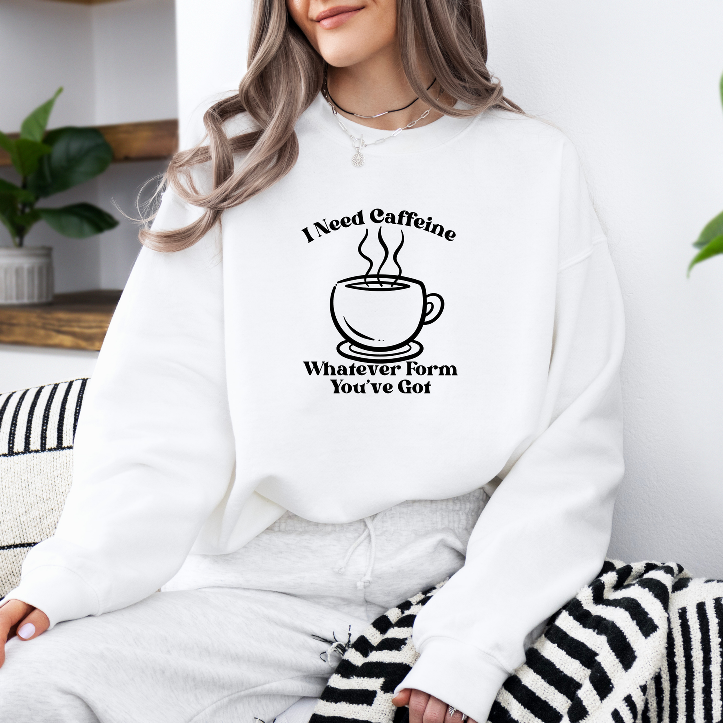 I Need Caffeine Crewneck Sweatshirt-Gilmore Girls Coffee Lovers
