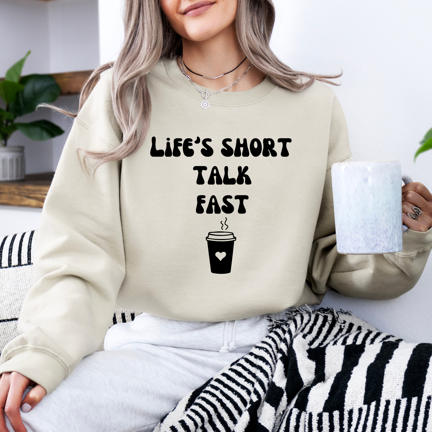 Life's Short Talk Fast Crewneck Sweatshirt-Gilmore Girls Coffee Apparel