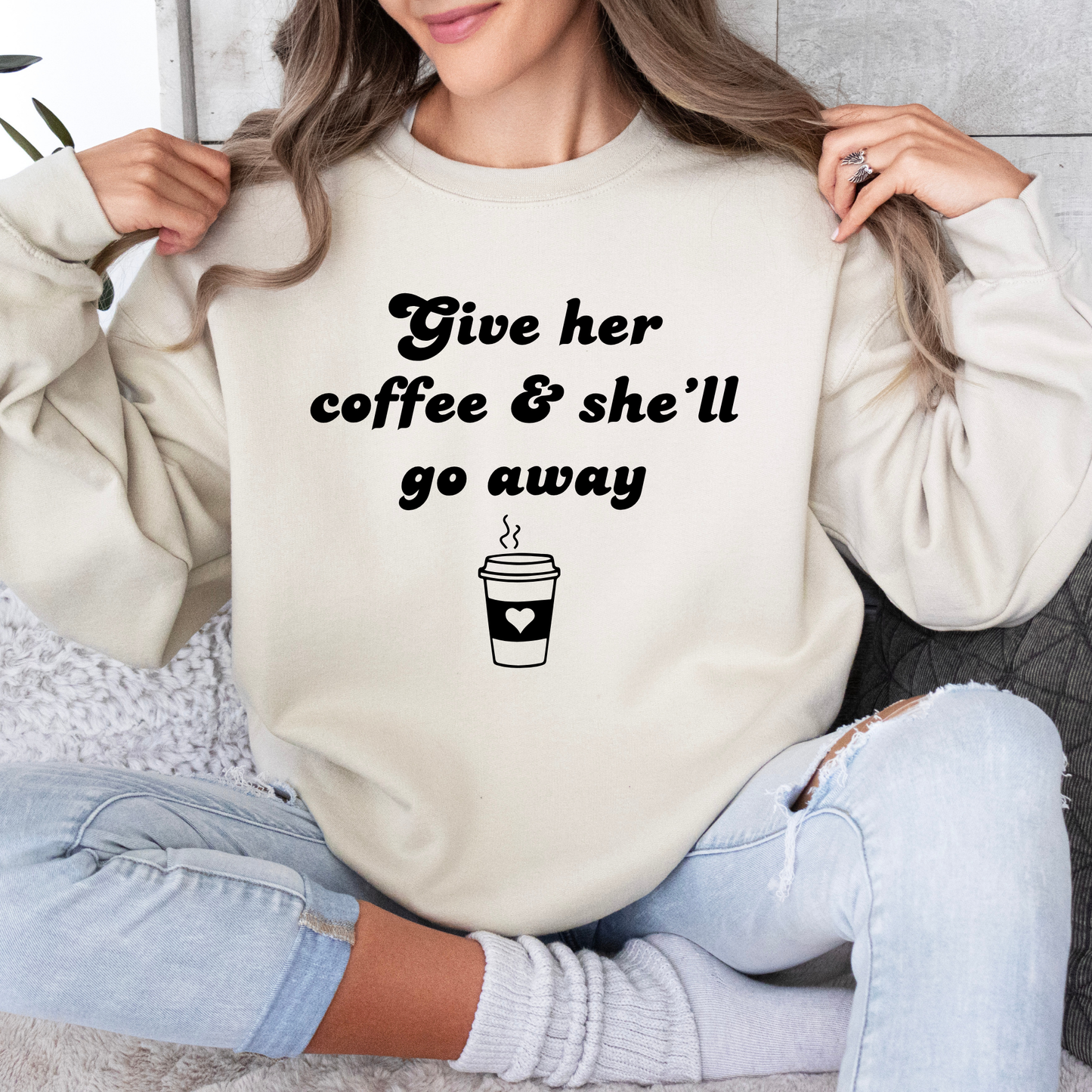 Give Her Coffee Crewneck Sweatshirt-Gilmore Girls Coffee Apparel