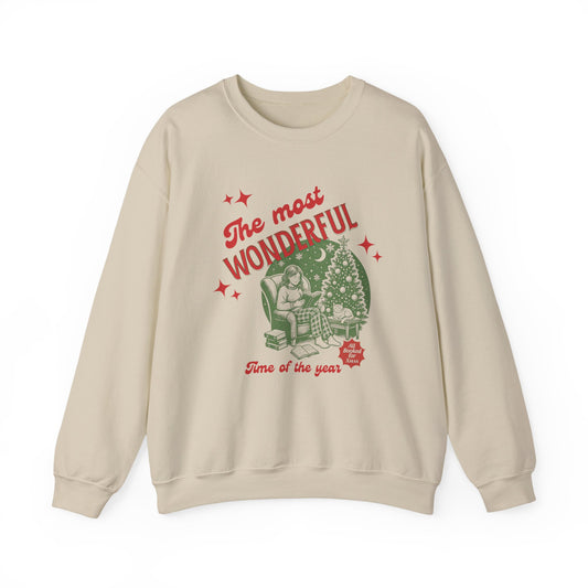 Most Wonderful Time of the Year Vintage Christmas Crewneck-Book Lovers