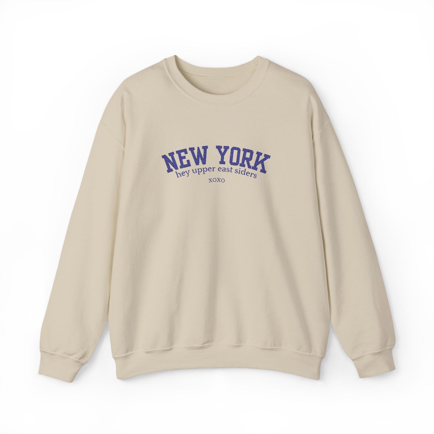 New York Upper East Side Embroidered Crewneck Sweatshirt-Blue Font