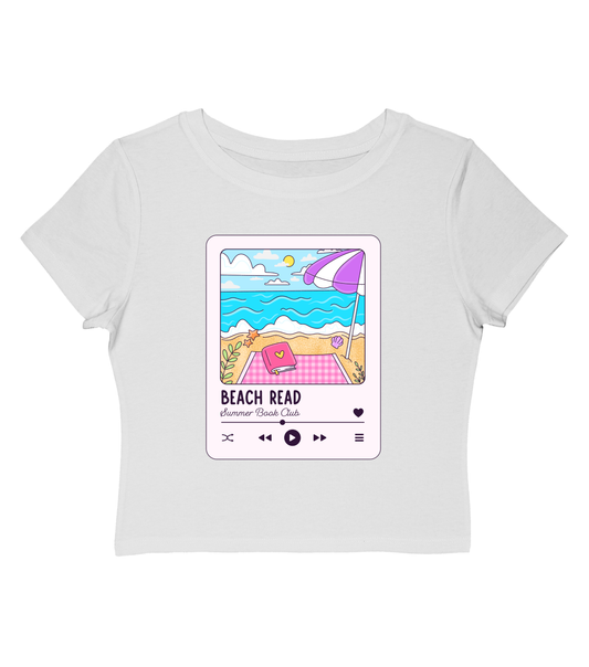 Beach Read Playlist Cropped Baby Tee-Pink Design