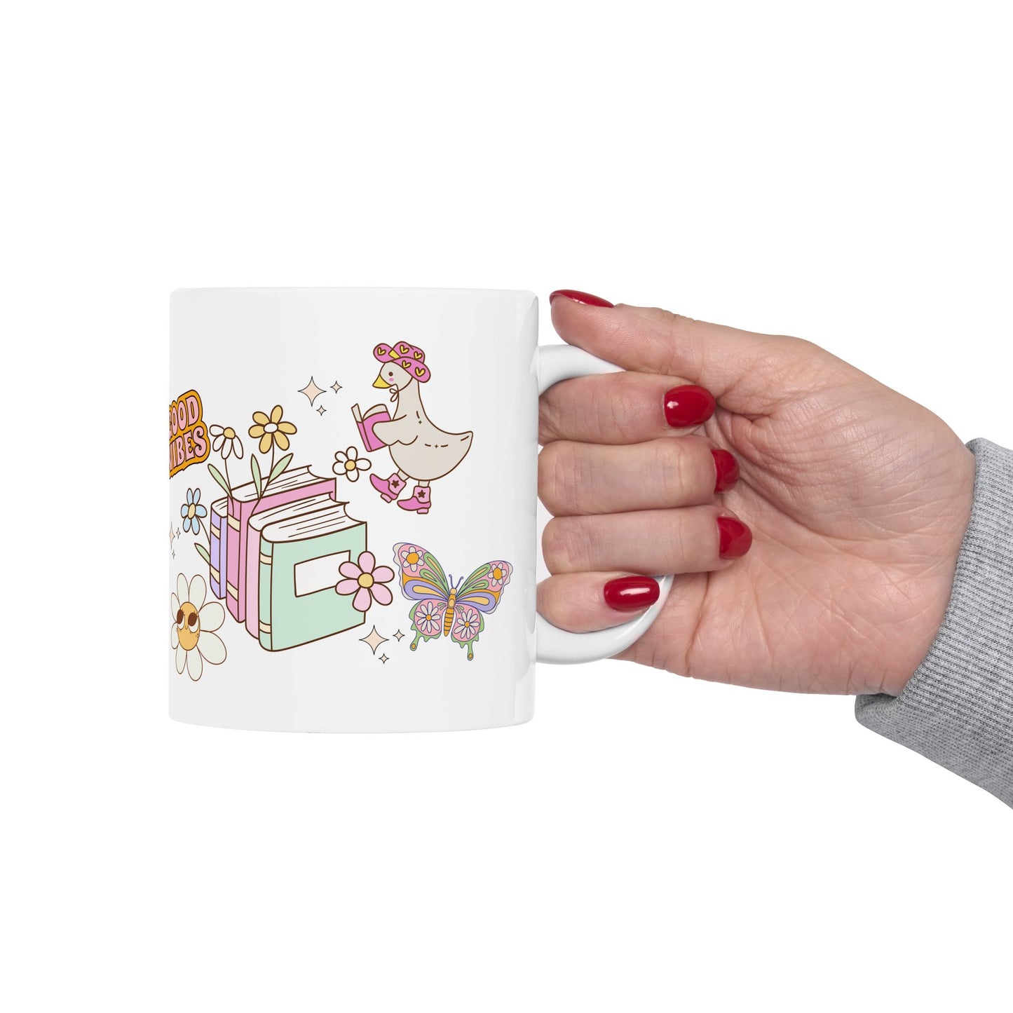 Good Vibes Ceramic Mug - Positive Coffee Bookish Cup