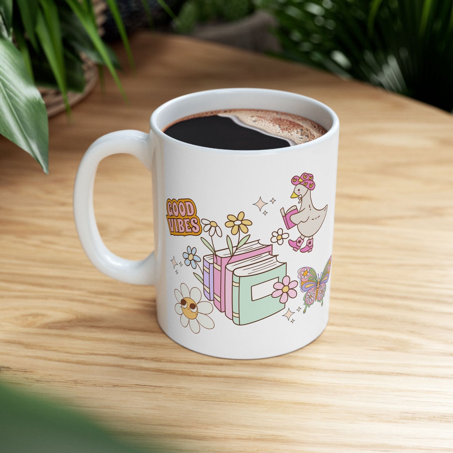 Good Vibes Ceramic Mug - Positive Coffee Bookish Cup