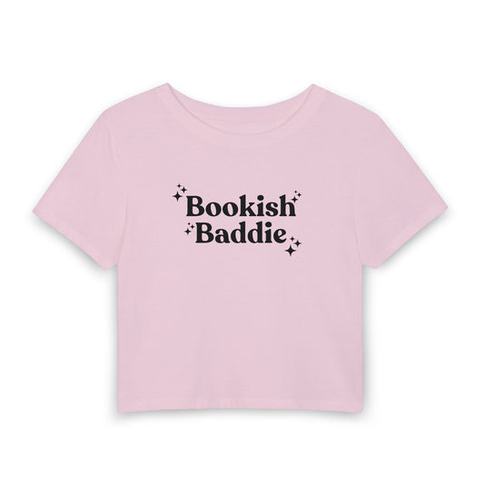 Bookish Baddie Cropped Tee-Black Font