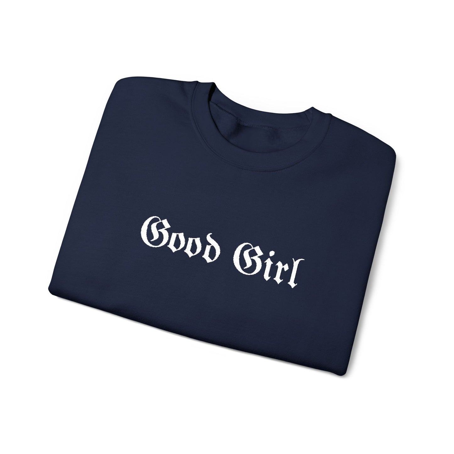 Good Girl Embroidered Crewneck Sweatshirt-White Font