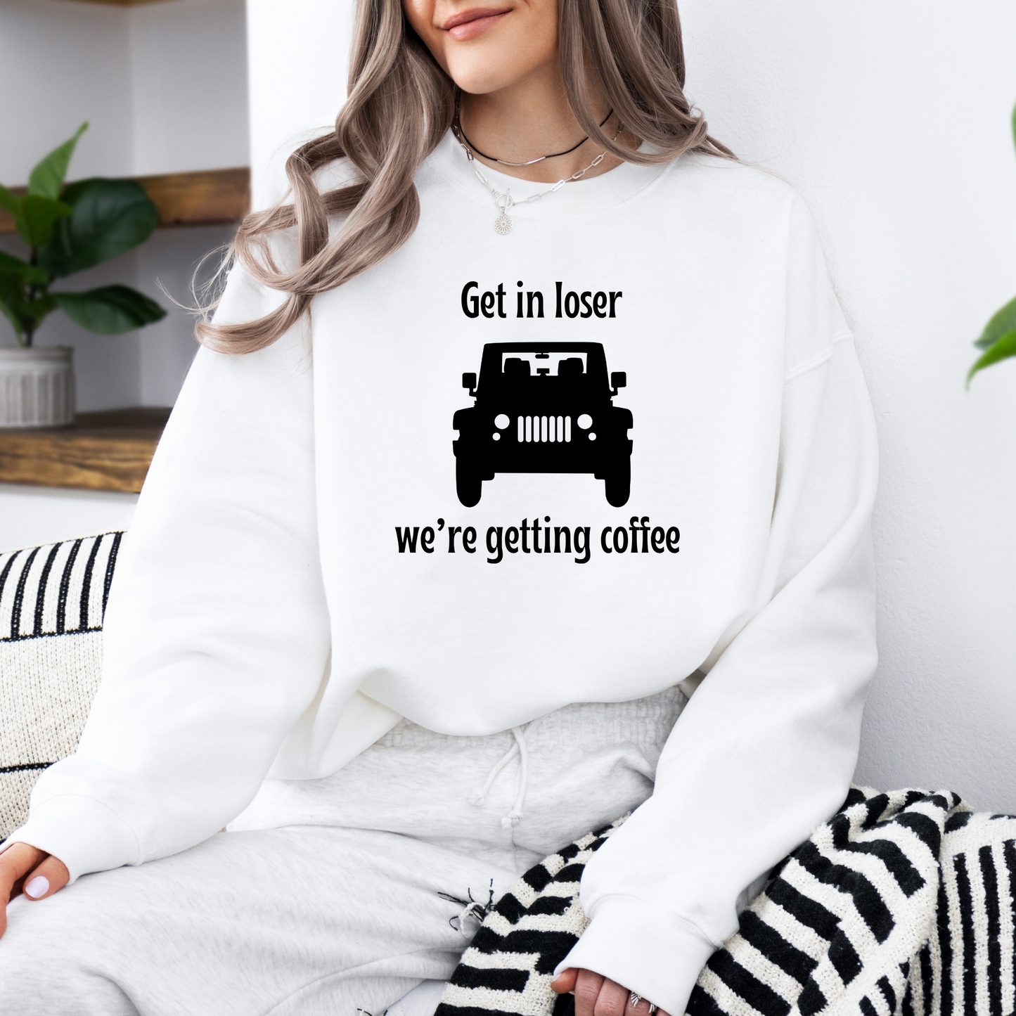 Get in Loser, We're Getting Coffee Crewneck Sweatshirt-Gilmore Girls Jeep