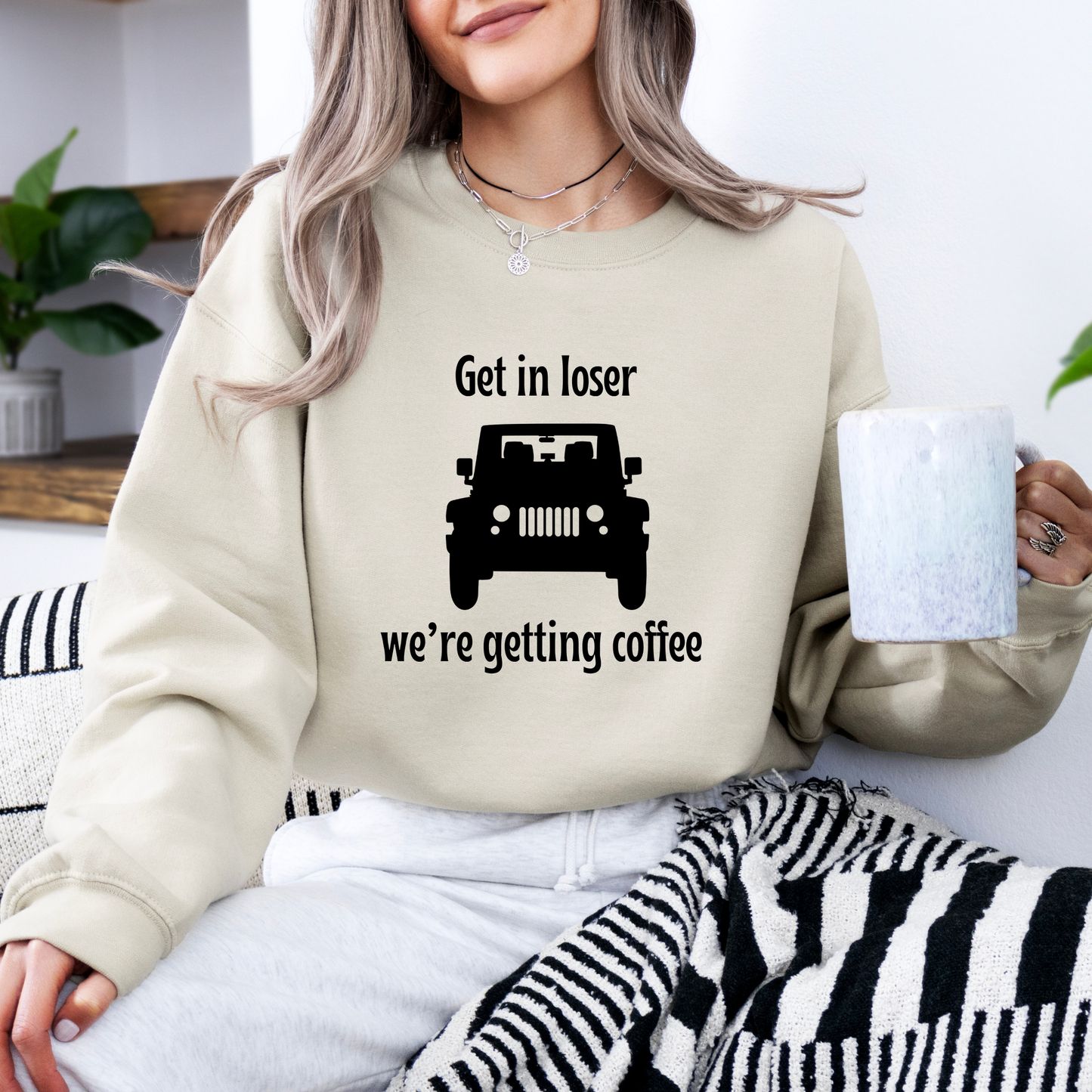 Get in Loser, We're Getting Coffee Crewneck Sweatshirt-Gilmore Girls Jeep