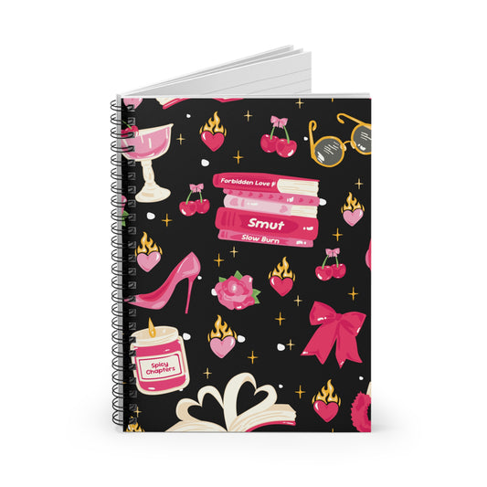 Spicy Chapters Bookish Spiral Notebook-Black