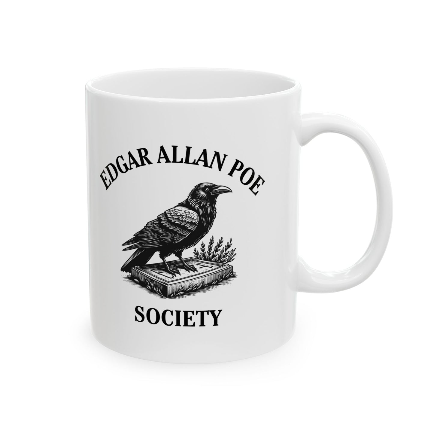 Edgar Allan Poe Raven Ceramic Mug —Raven Reader Mug – Books + Sips Collection
