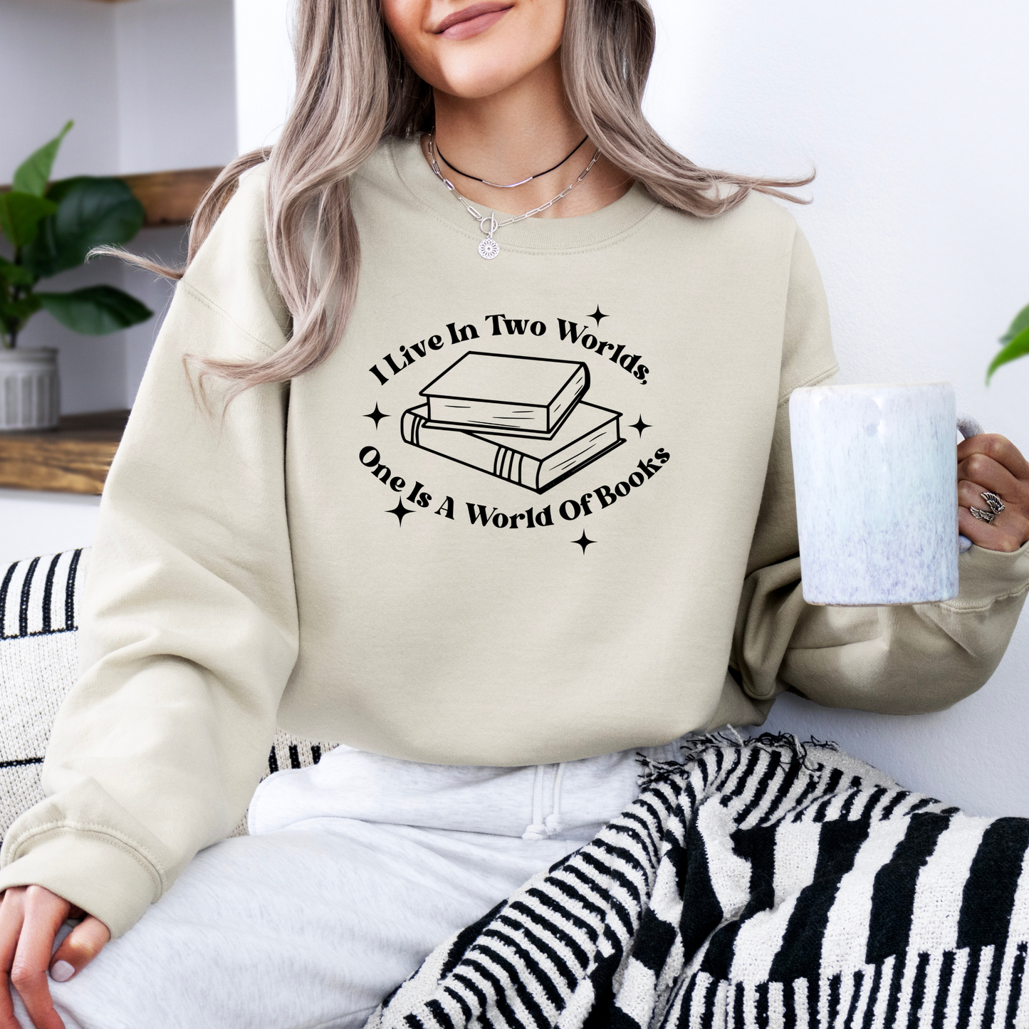Two Worlds and One is Books Crewneck Sweatshirt-Gilmore Girls Apparel