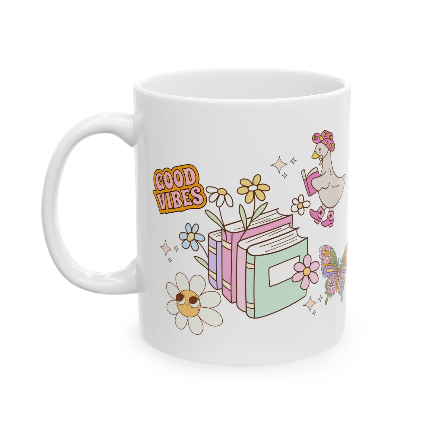 Good Vibes Ceramic Mug - Positive Coffee Bookish Cup