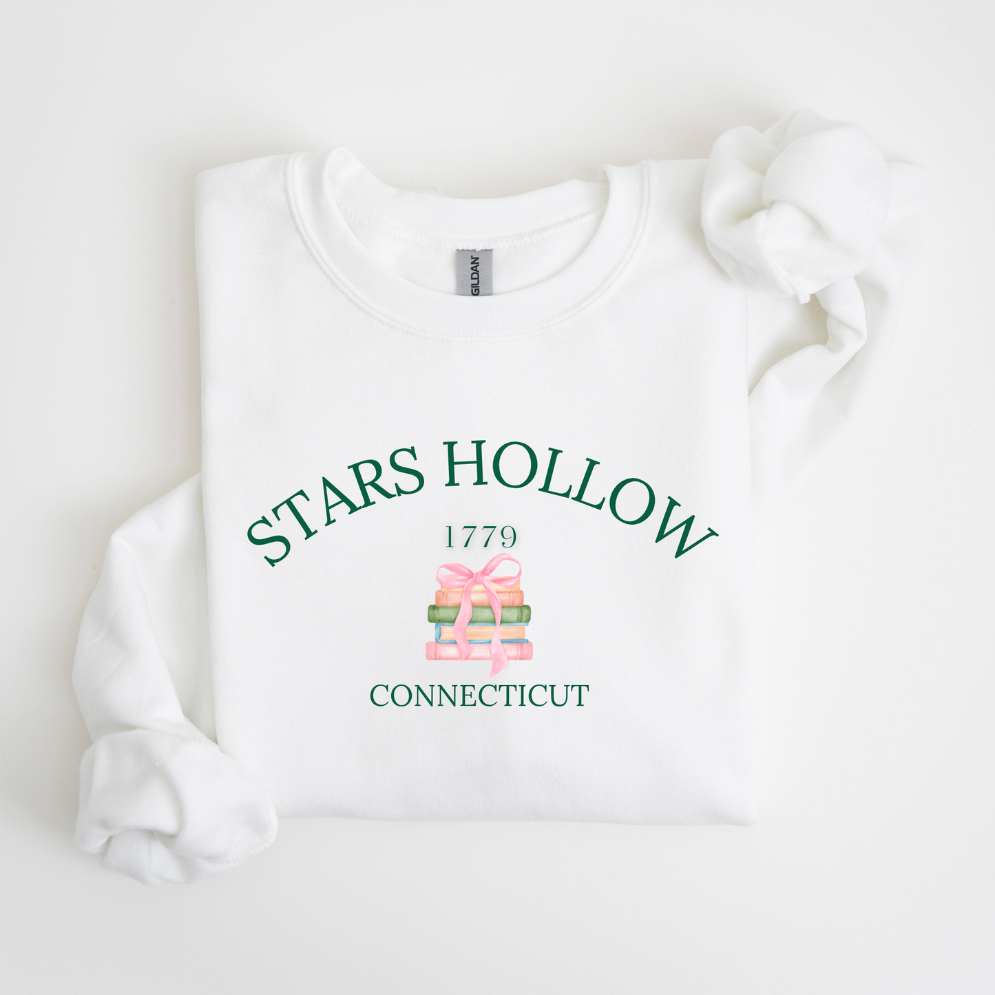 Stars Hollow Ribbon Bookstack Crewneck Sweatshirt -Cozy Gilmore Girls Apparel