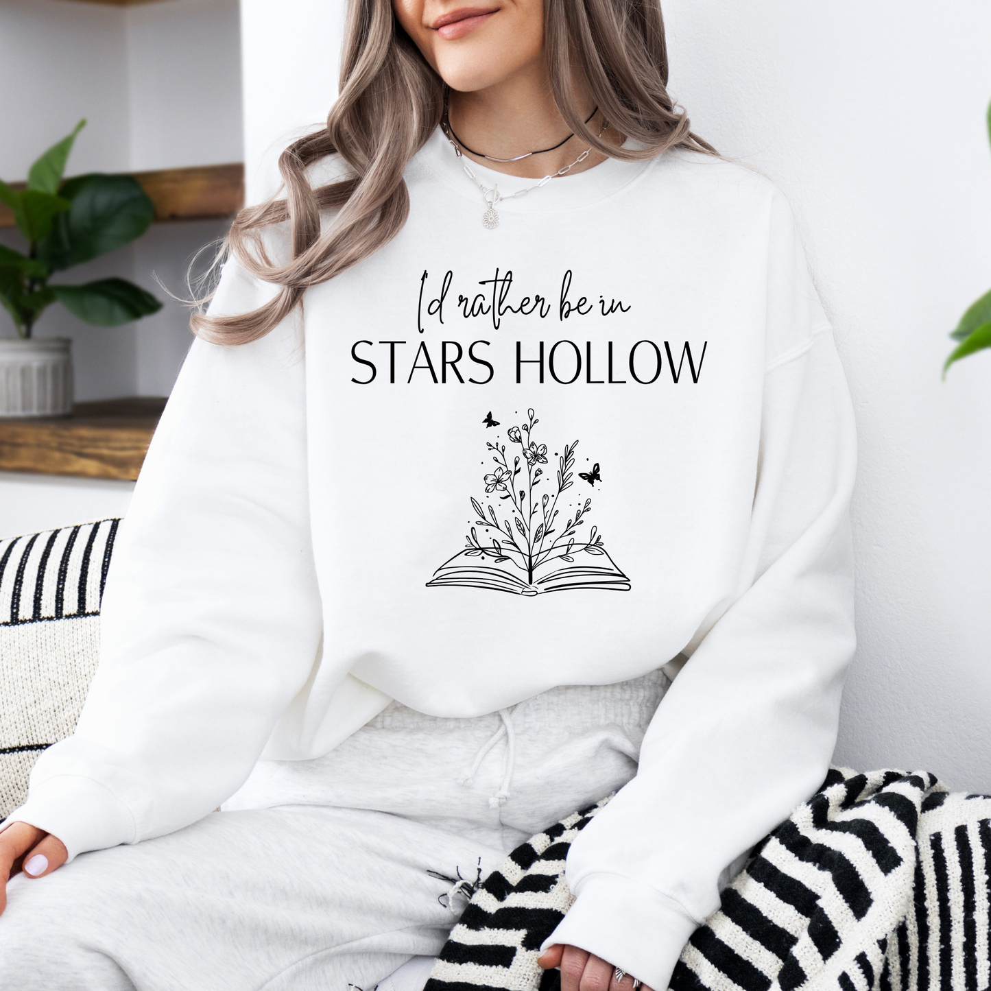 I’d Rather Be in Stars Hollow With Books-Gilmore Girls Crewneck Sweatshirt