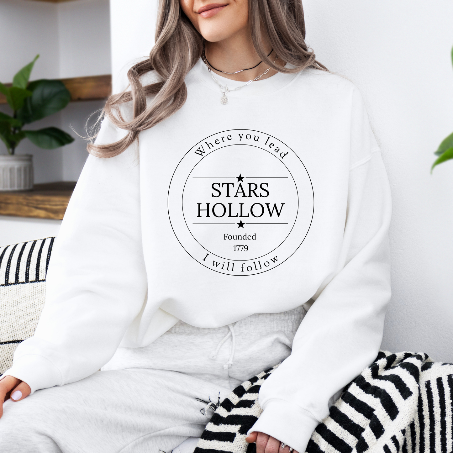 Stars Hollow "Where You Lead" Crewneck Sweatshirt-Cozy Gilmore Girls Apparel