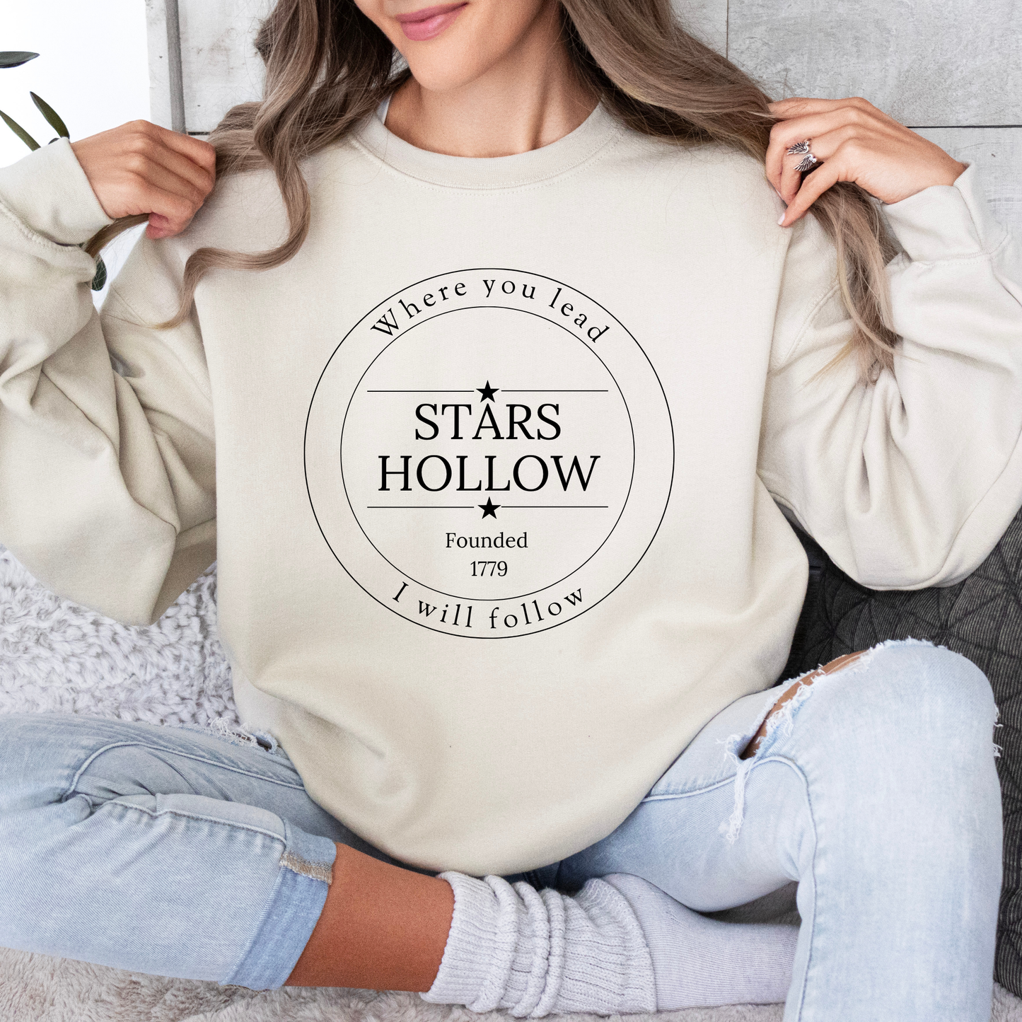 Stars Hollow "Where You Lead" Crewneck Sweatshirt-Cozy Gilmore Girls Apparel
