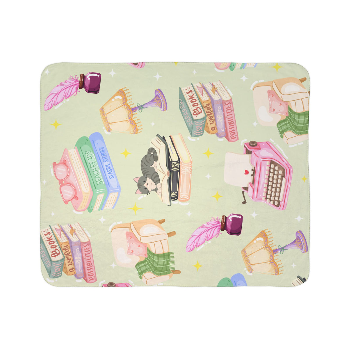 Cozy Reader Sherpa Fleece Blanket-Green