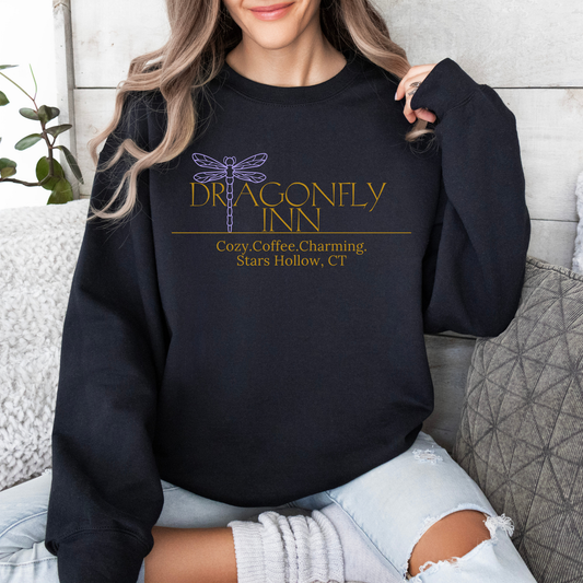 Dragonfly Inn Crewneck Sweatshirt-Cozy Coffee Charm for Stars Hollow Fans