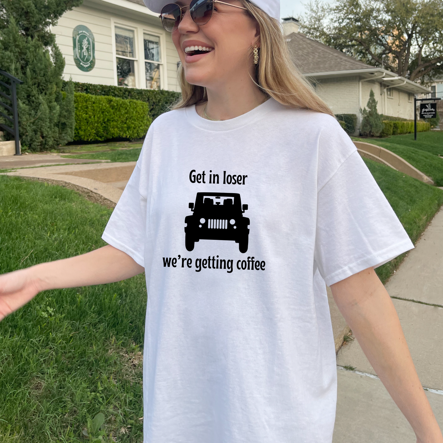 Get in Loser, We're Getting Coffee Cotton T-shirt-Gilmore Girls Jeep