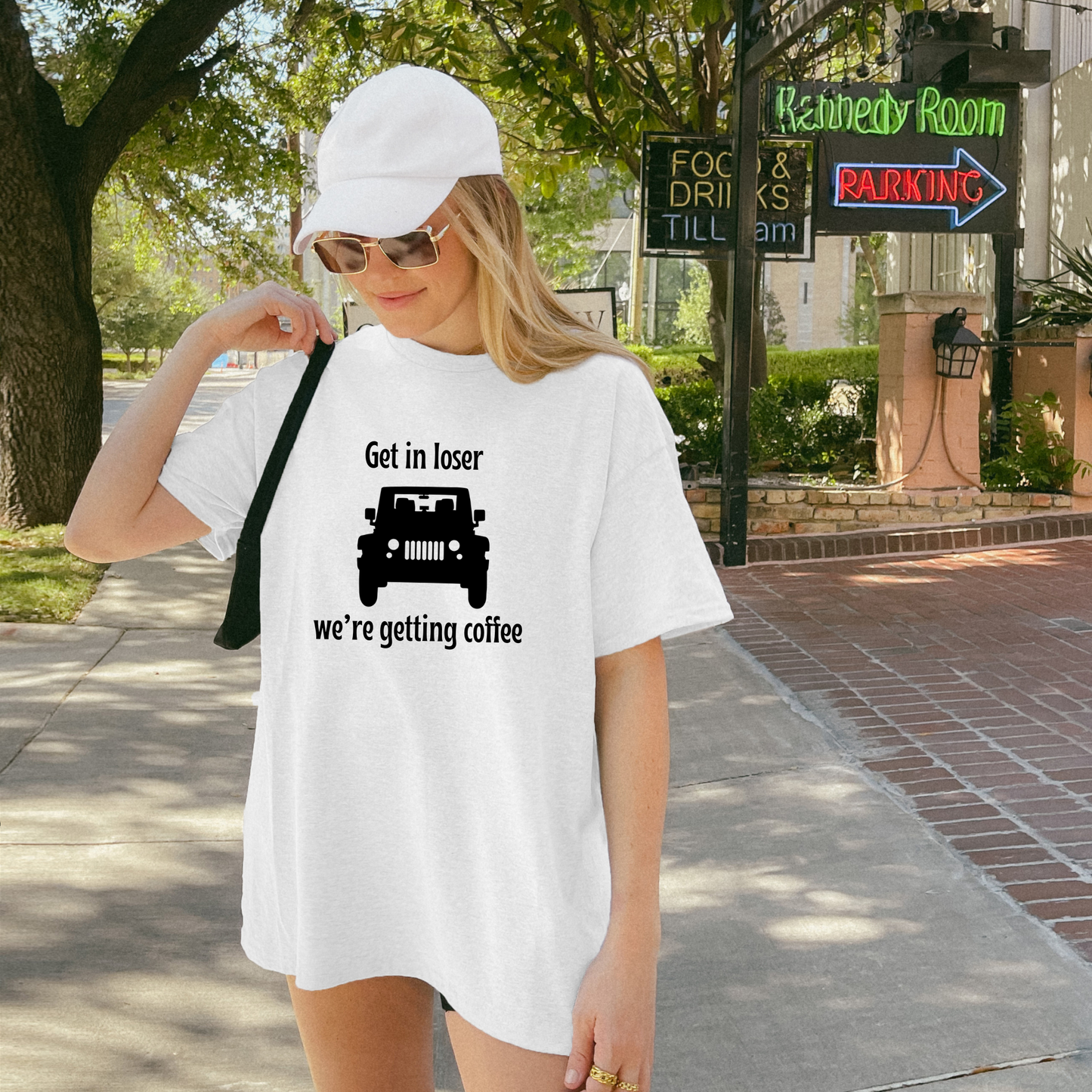 Get in Loser, We're Getting Coffee Cotton T-shirt-Gilmore Girls Jeep