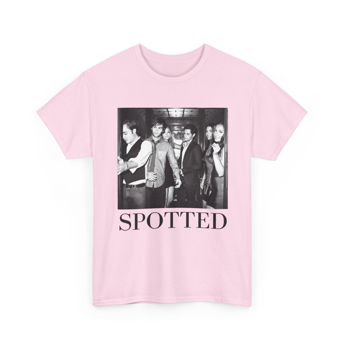 Gossip Girl SPOTTED Cast Tee in the Elevator-Pop Culture Retro B&W T-Shirt