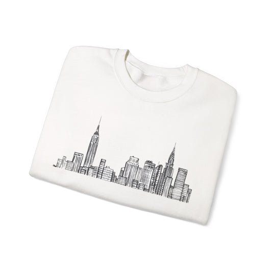 New York State of Mind-NYC Skyline Cozy Crewneck-Gossip Girl Pop Culture Apparel