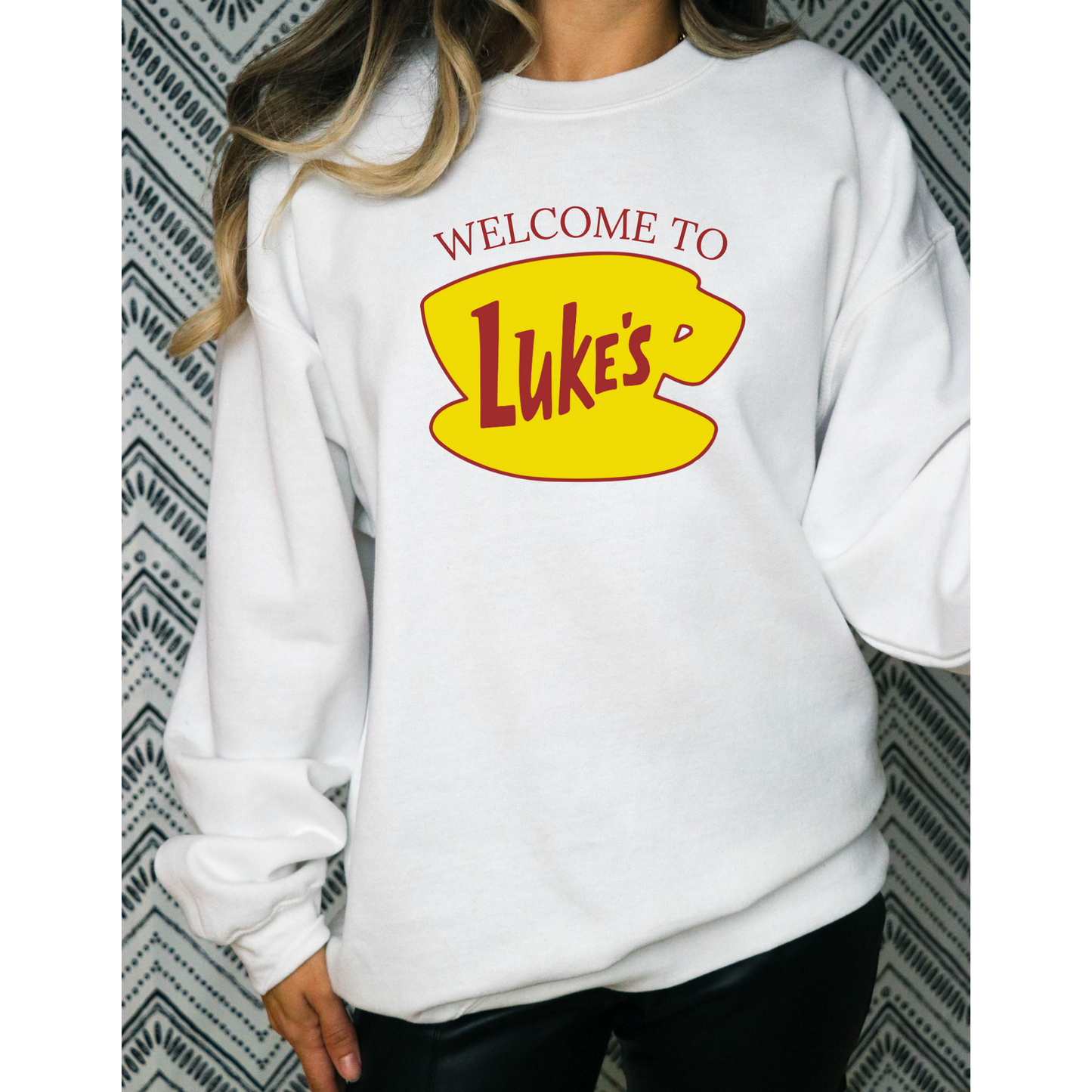 Luke's Diner Coffee Lover Crewneck Sweatshirt-Welcome to Luke's Stars Hollow-Gilmore Girls