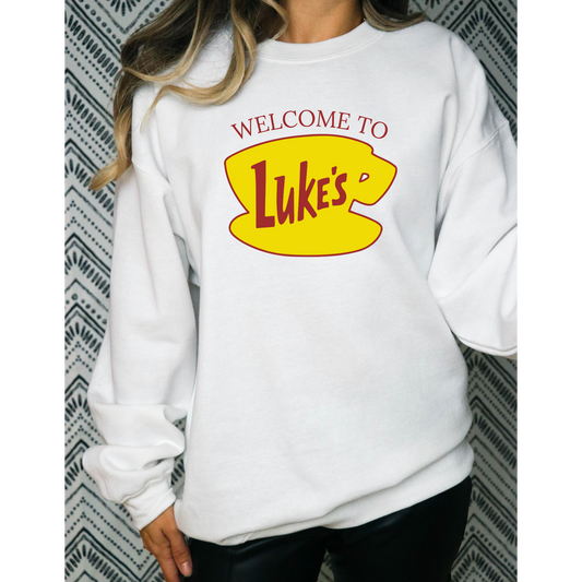 Luke's Diner Coffee Lover Crewneck Sweatshirt-Welcome to Luke's Stars Hollow-Gilmore Girls