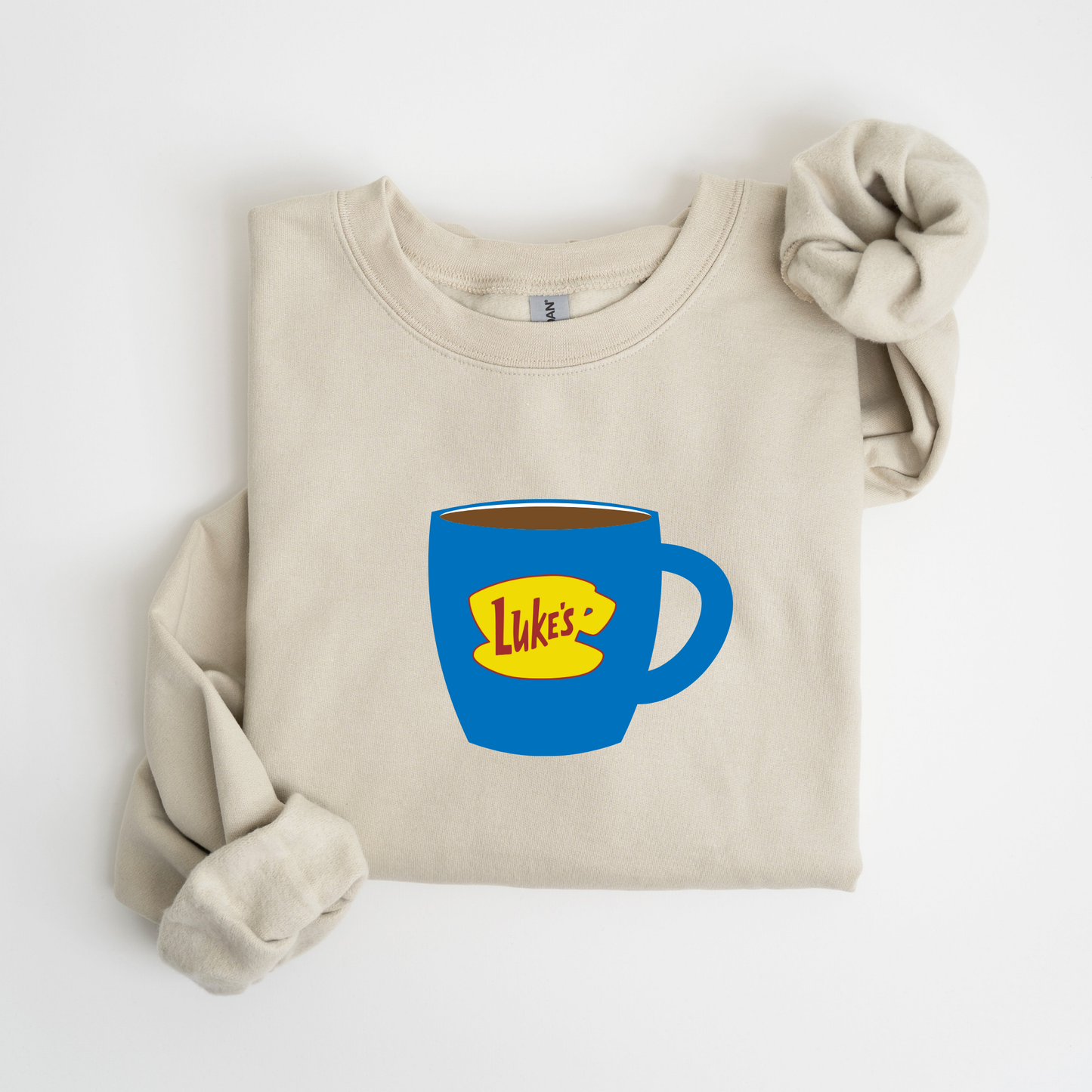 Luke's Blue Coffee Cup Crewneck Sweatshirt-Cozy Gilmore Girls Apparel