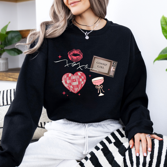 XOXO Gossip Girl Crewneck Sweatshirt-Gossip Girl Vibes