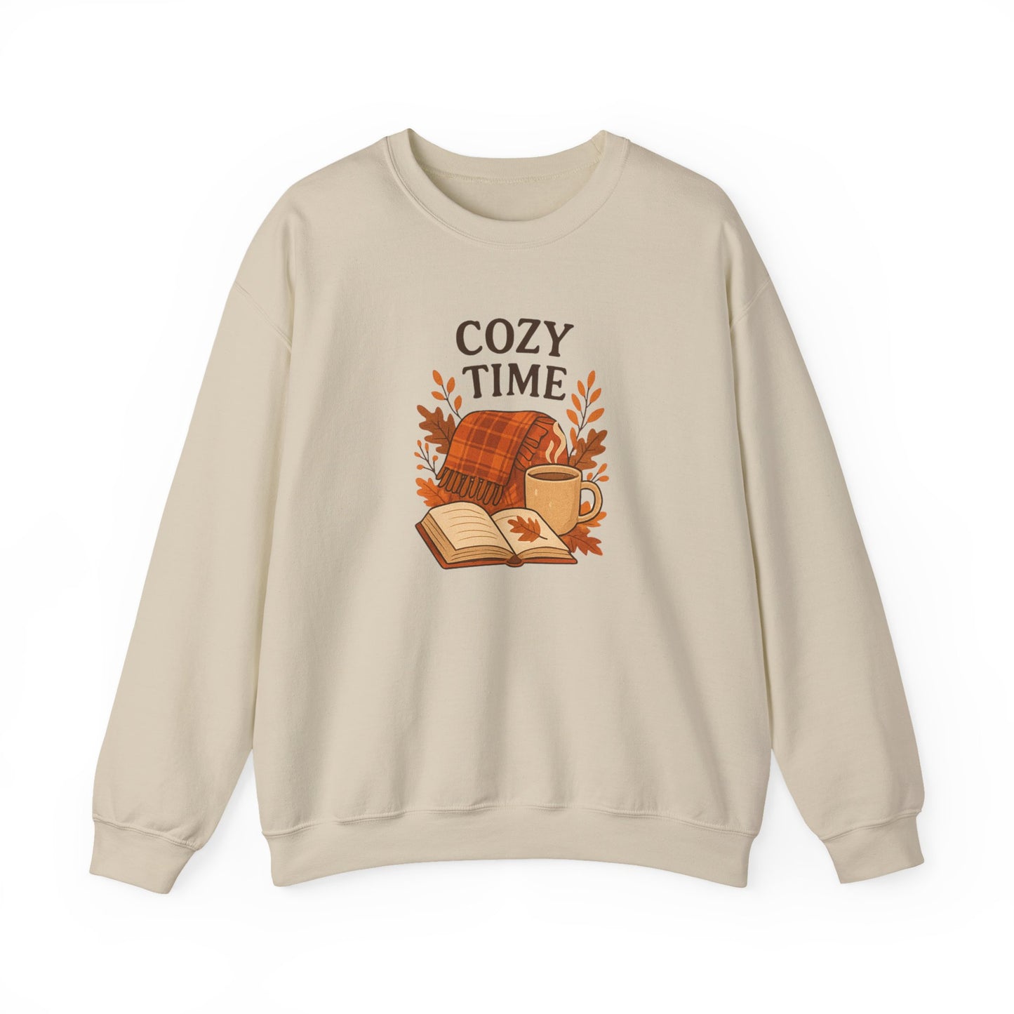 Cozy Time Crewneck Autumn Crewneck-Fall Book & Coffee Lovers
