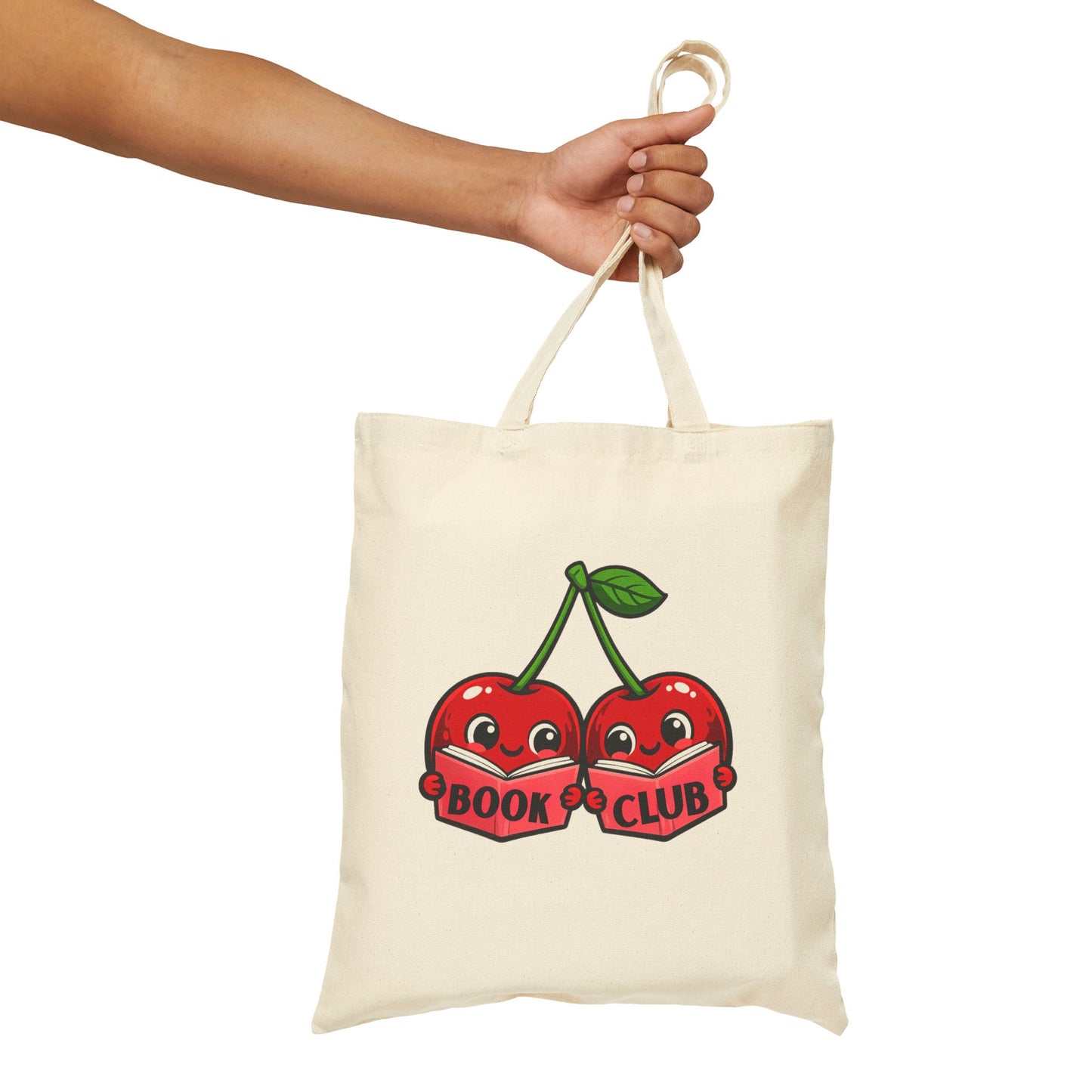 Cute Cherry Book Club Canvas Tote Bag
