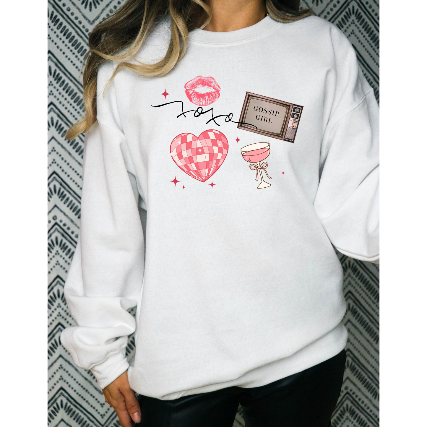XOXO Gossip Girl Crewneck Sweatshirt-Gossip Girl Vibes