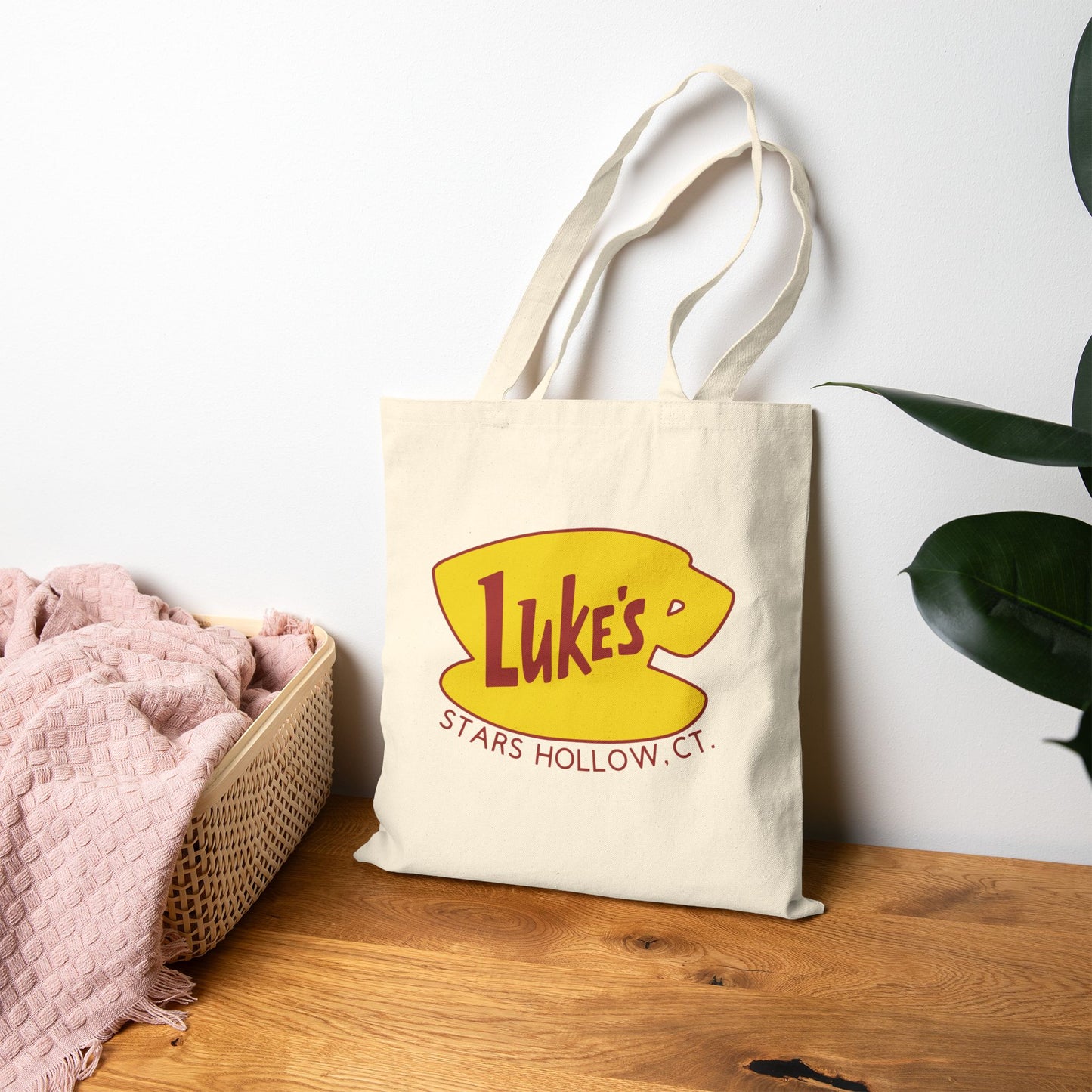 Charming Cotton Canvas Tote Bag - Luke's Diner Stars Hollow Design