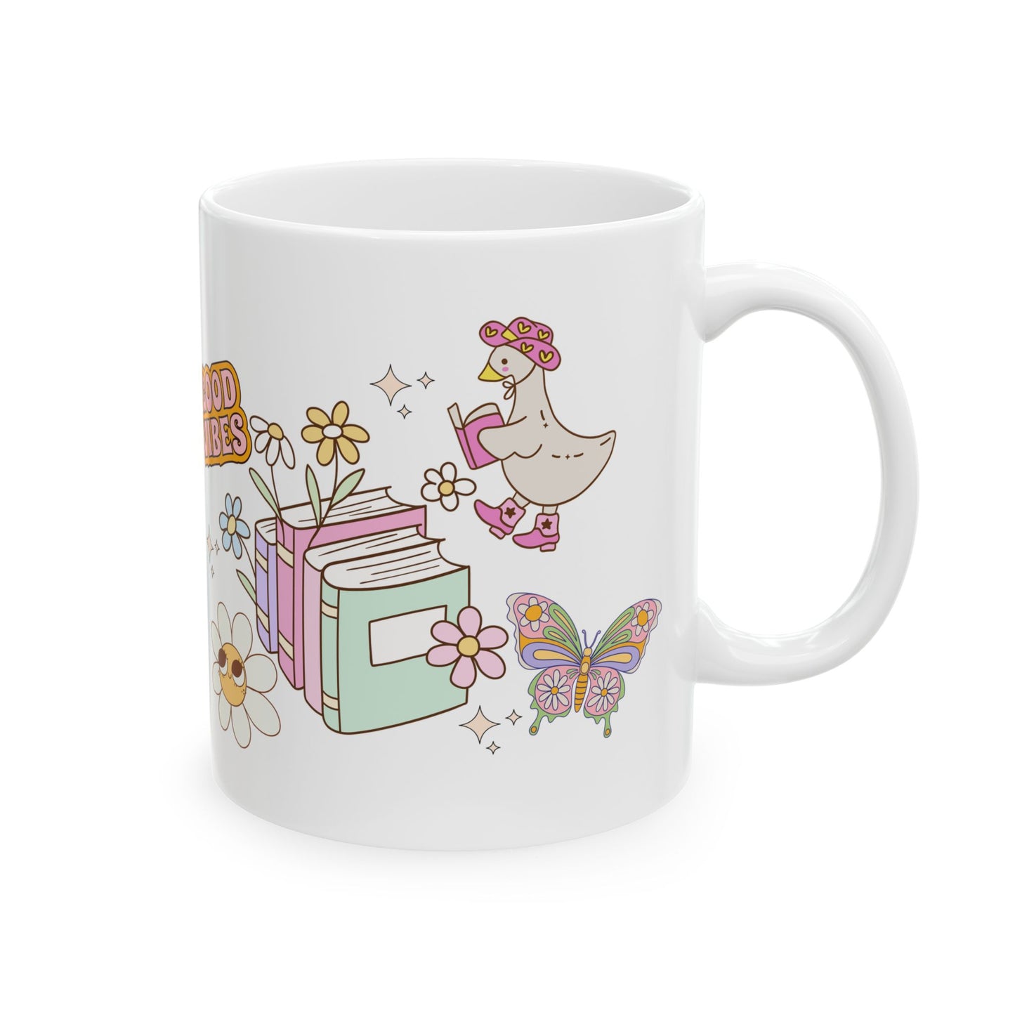 Good Vibes Ceramic Mug - Positive Coffee Bookish Cup