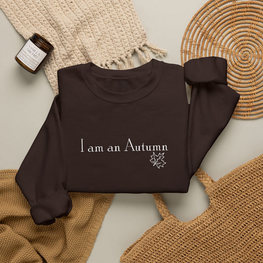 I Am an Autumn Embroidered Crewneck Sweatshirt White🍂