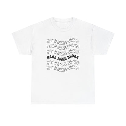 Read More Books T-Shirt Black— Retro Stacked Tee for Book Lovers