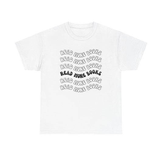Read More Books T-Shirt Black— Retro Stacked Tee for Book Lovers