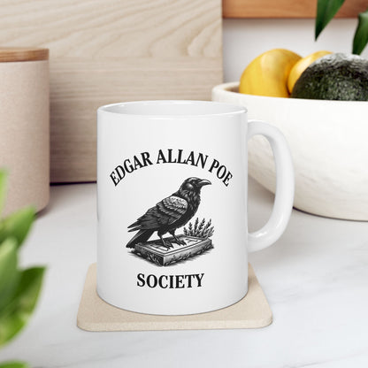 Edgar Allan Poe Raven Ceramic Mug —Raven Reader Mug – Books + Sips Collection