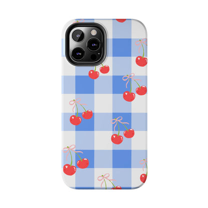 Blue Checkered Cherry Phone Case