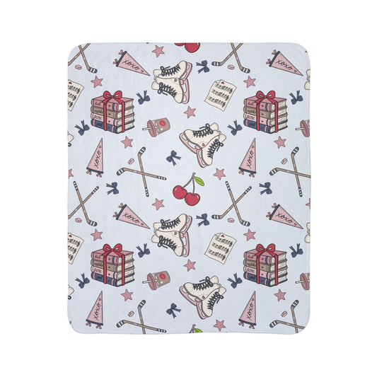 Hockey Romance Reader Sherpa Fleece Blanket