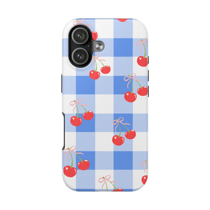 Blue Checkered Cherry Phone Case