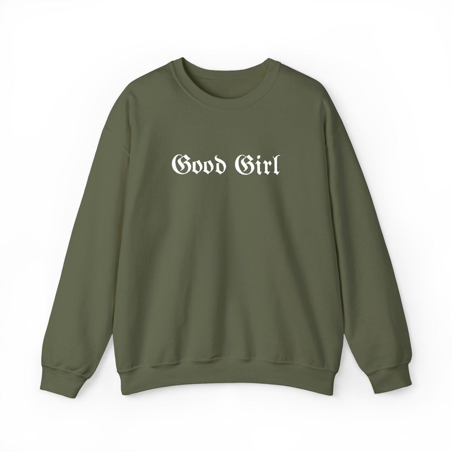 Good Girl Embroidered Crewneck Sweatshirt-White Font