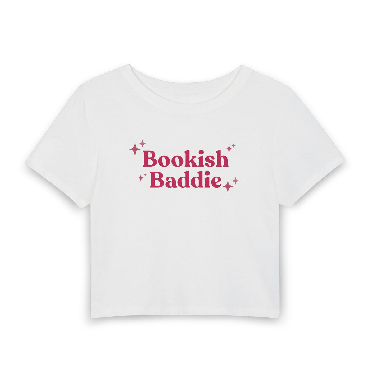 Bookish Baddie Cropped Tee-Pink