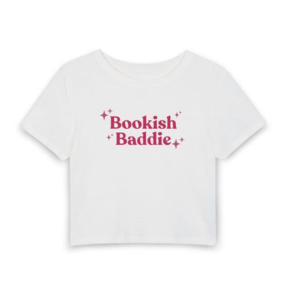 Bookish Baddie Cropped Tee-Pink