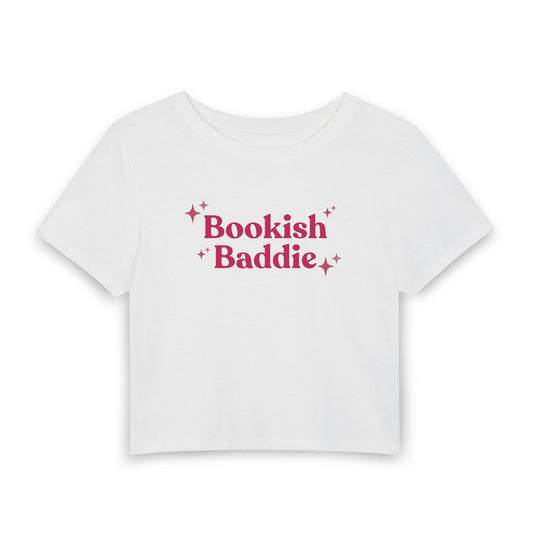 Bookish Baddie Cropped Tee-Pink