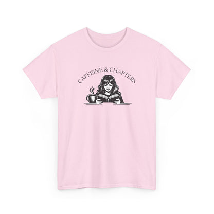 Caffeine & Chapters Tee — Coffee Lover Bookworm T‑Shirt