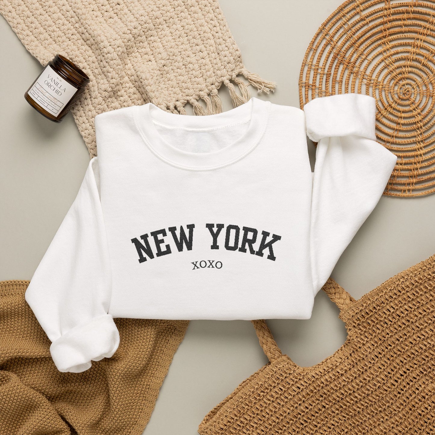 New York XOXO Embroidered Crewneck Sweatshirt-Gossip Girl