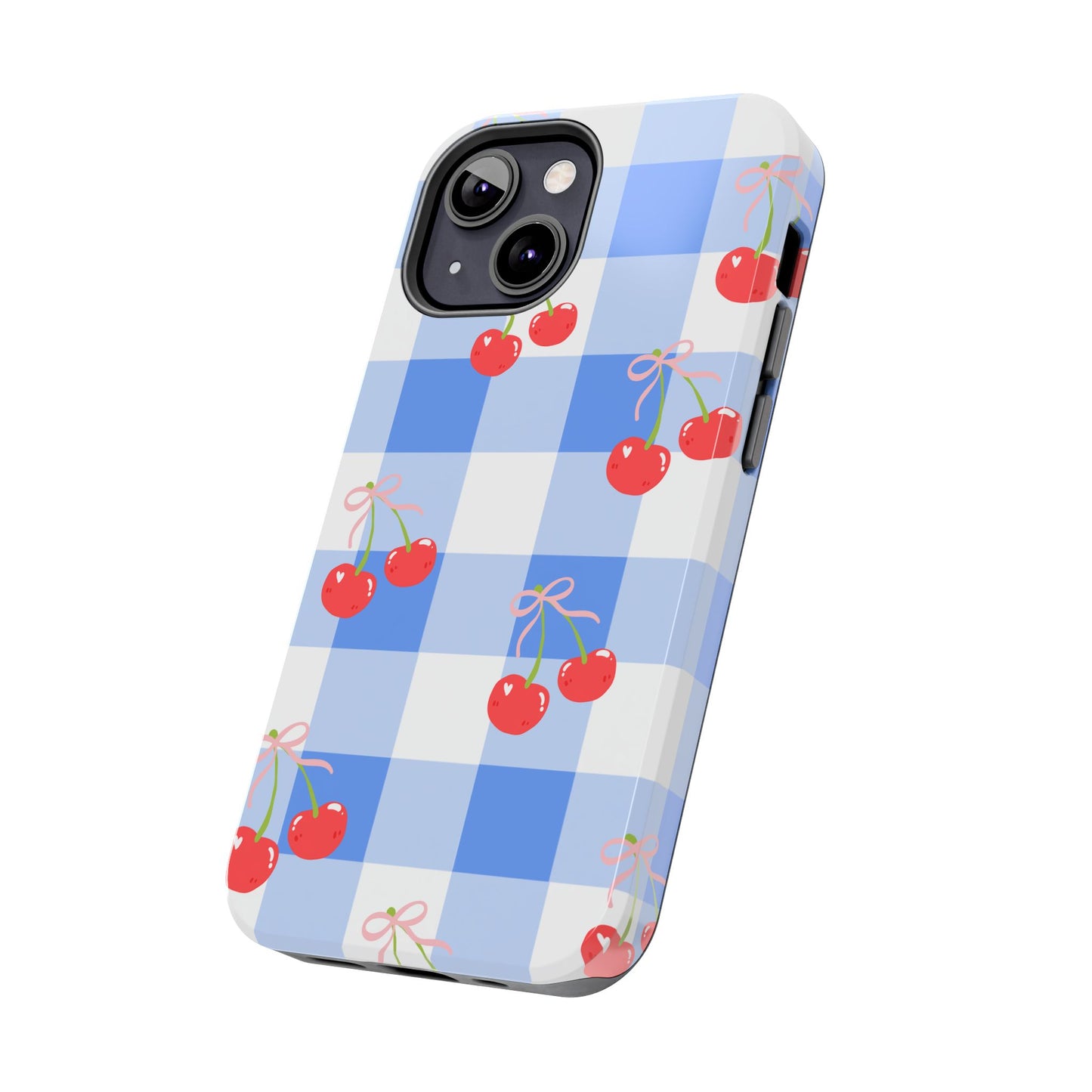 Blue Checkered Cherry Phone Case
